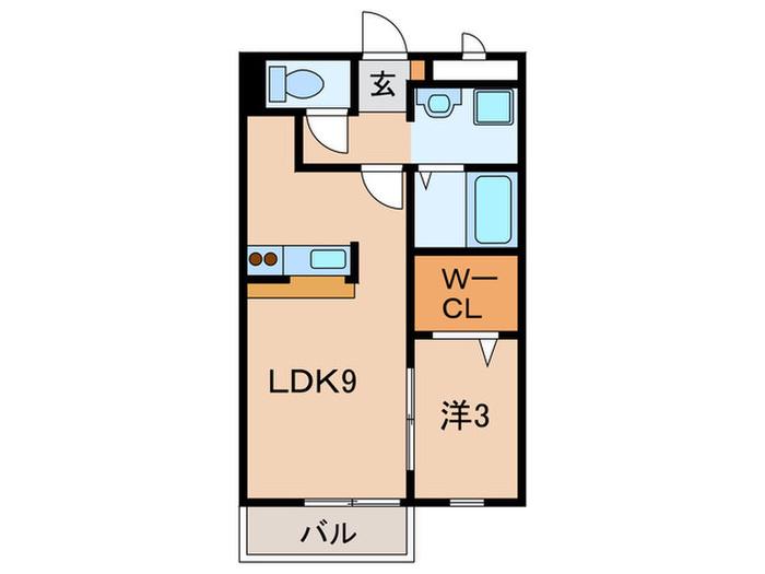 リヴェール(1LDK/2階)の間取り写真