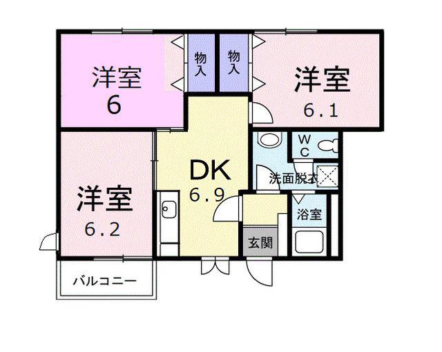 リセスレイン(3DK/1階)の間取り写真