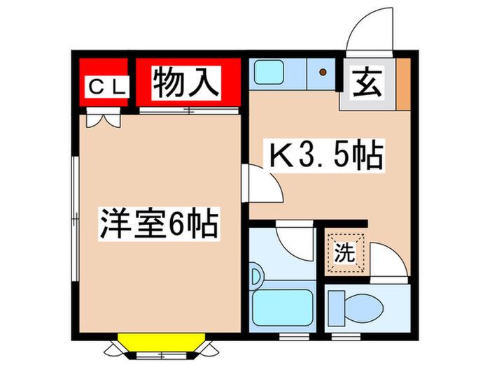 ハウス清光(1K/2階)の間取り写真