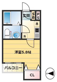 グランシーズ天王台(1K/2階)の間取り写真