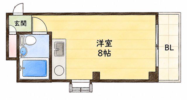 ダイドーメゾン御VI(ワンルーム/2階)の間取り写真