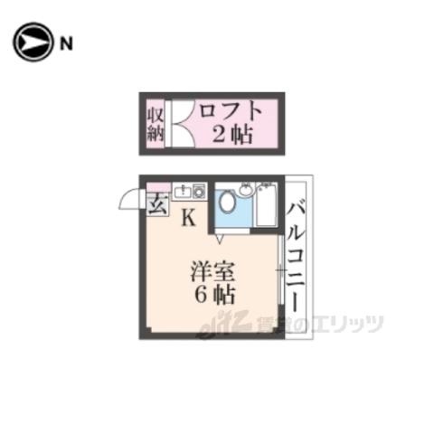 サニーハウス生駒(ワンルーム/2階)の間取り写真