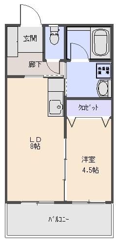 ひまわりマンション(1LDK/4階)の間取り写真