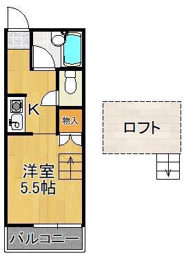 メゾンドミュッセA・B(1K/1階)の間取り写真