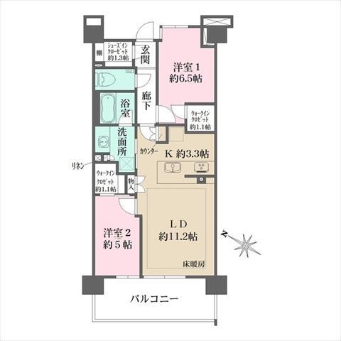 ザ・パークハウス横浜川和町テラス(2LDK/10階)の間取り写真