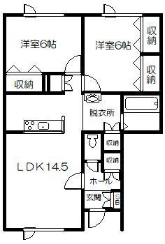 グランコーポ開本B(2LDK/1階)の間取り写真