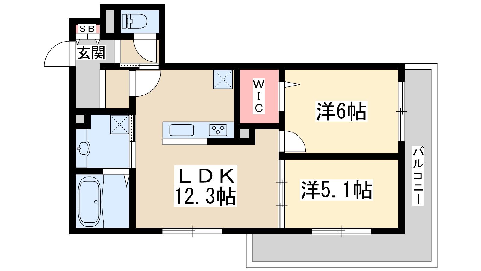 アーチエイト(2LDK/2階)の間取り写真