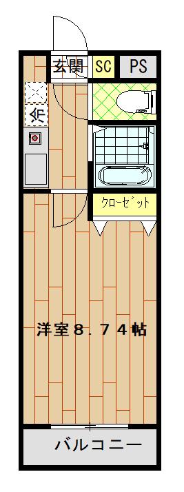 プラチナコート58番館(1K/2階)の間取り写真