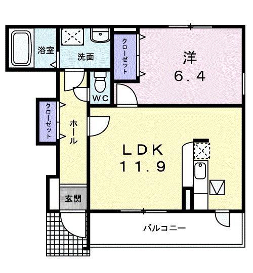 メゾン ド ルネ(1LDK/1階)の間取り写真