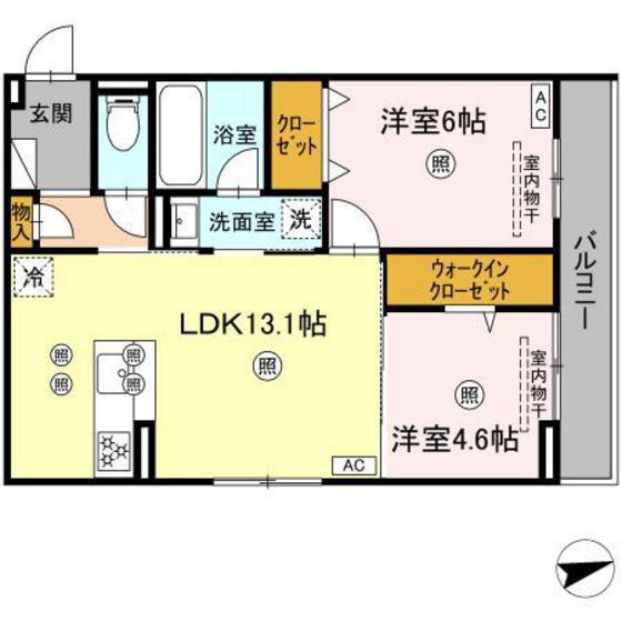 ミネット舟入南(2LDK/3階)の間取り写真