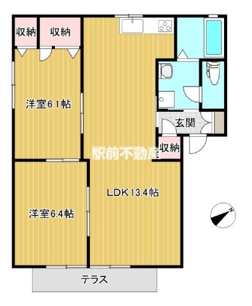 シャルマン メゾンA棟(2LDK/1階)の間取り写真