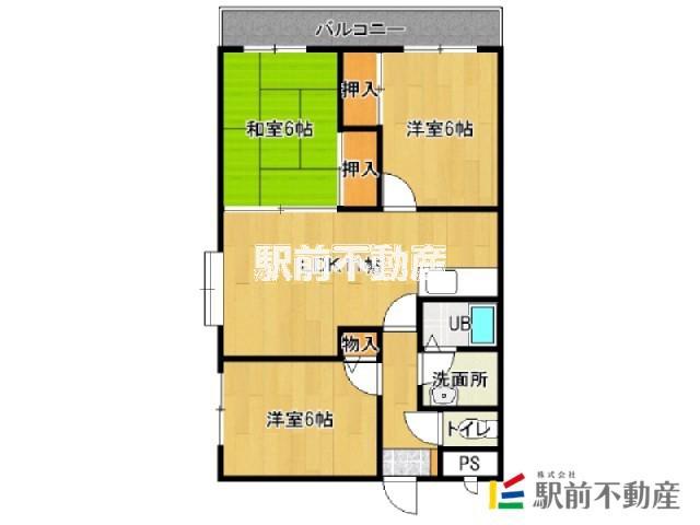 アスパ観世音寺(3LDK/6階)の間取り写真