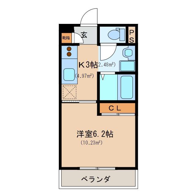LA・MIA・CASA桜(1K/2階)の間取り写真