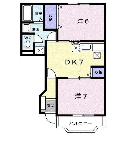 プリマベーラ古国府I(2DK/1階)の間取り写真