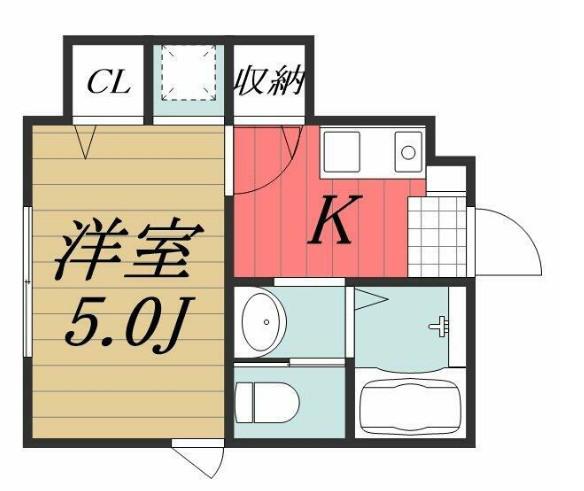 ベレガンス市川(1K/2階)の間取り写真