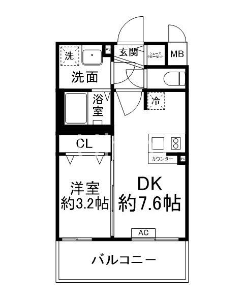 ファステート京都ステーションウォズ(1DK/6階)の間取り写真
