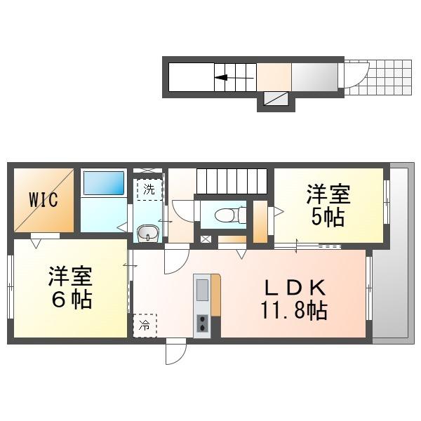 ボニート IV(2LDK/2階)の間取り写真