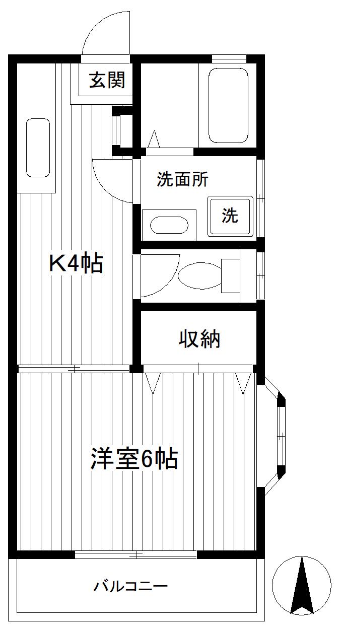 エステートYASUI A(1K/1階)の間取り写真