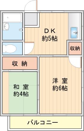 ふじ荘(2DK/2階)の間取り写真