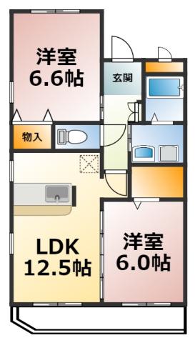 グランシャリオ(2SLDK/2階)の間取り写真