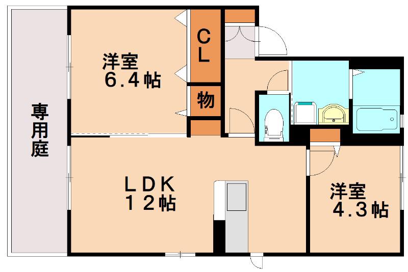 カーサ・エル(2LDK/2階)の間取り写真