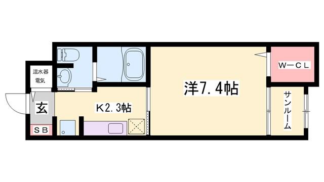 ブリーズコート城北(1K/1階)の間取り写真