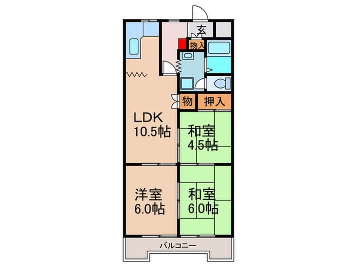クラウンマンション(3LDK/4階)の間取り写真