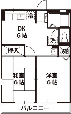 山王ハイツ(2DK/2階)の間取り写真
