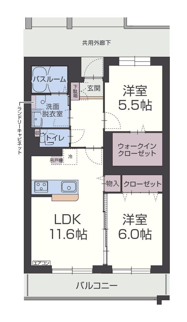 ルシール クルス(2LDK/1階)の間取り写真