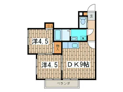 由比ガ浜コートハウス(2DK/1階)の間取り写真