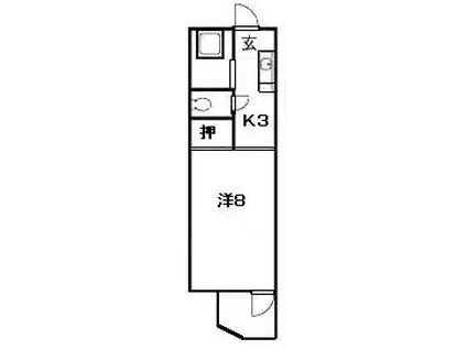 ブルーミング旭ヶ丘(1K/1階)の間取り写真