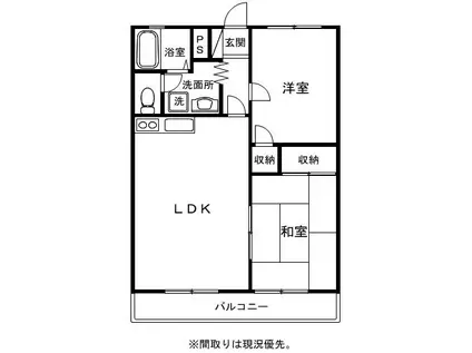 セプトフラット(2LDK/3階)の間取り写真