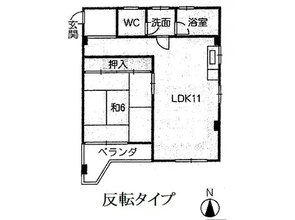 シャトル西野(1LDK/3階)の間取り写真