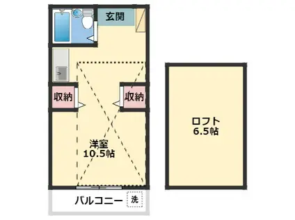 コーポアルカディアIII(ワンルーム/2階)の間取り写真