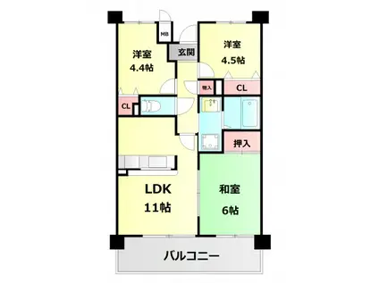 井吹東シティコート17(3DK/3階)の間取り写真