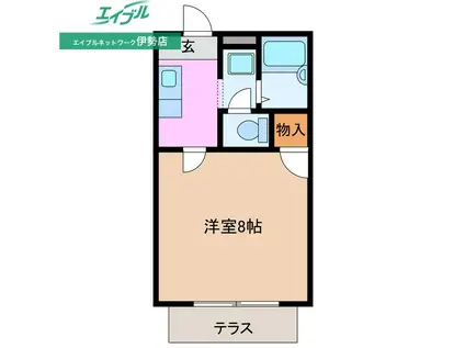 フォレスタ伊勢(1K/2階)の間取り写真