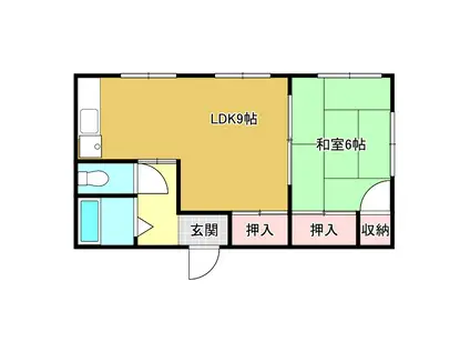 グリーンビレッジB(1LDK/2階)の間取り写真