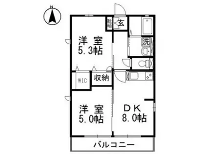 ディアコートII(2DK/2階)の間取り写真