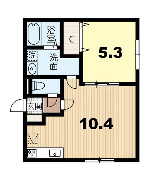 INHERENT1(1LDK/2階)の間取り写真