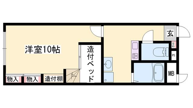 ピ-チャーズ・ビレッジ(1K/2階)の間取り写真