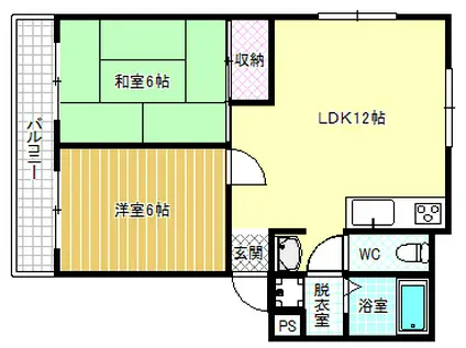 ECP富田林(2LDK/3階)の間取り写真