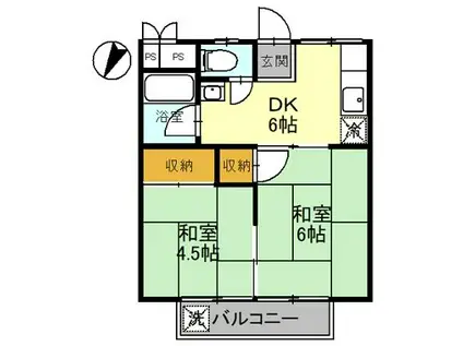 グリーンハイツ白鷺(2DK/2階)の間取り写真