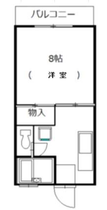 コーポ花(1K/1階)の間取り写真