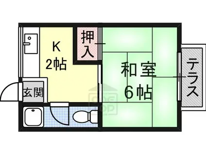 エクステンド茨木(1K/2階)の間取り写真