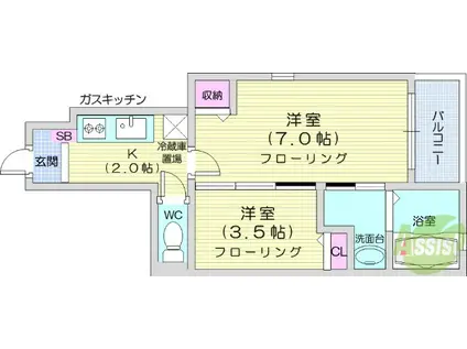 SOLEIL 心(1K/1階)の間取り写真