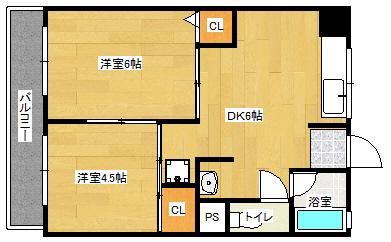 第1吉岡ビル(2DK/4階)の間取り写真