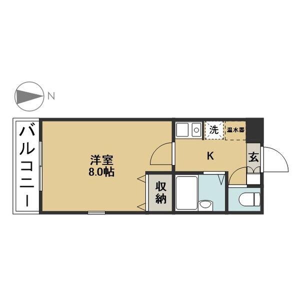 エクセランス小池II(1K/1階)の間取り写真