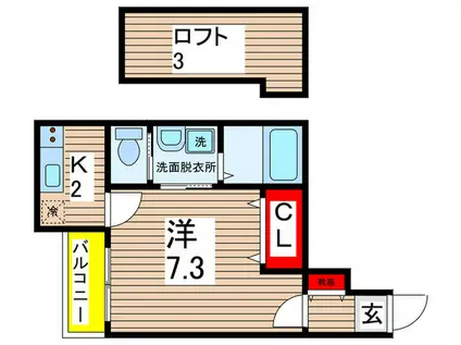 ルミナス都(1K/2階)の間取り写真