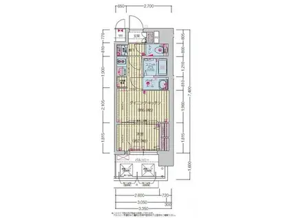 プレサンス尾張一宮ジュレア(1DK/8階)の間取り写真