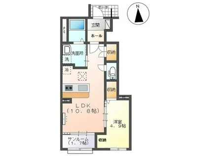 クレスト蓮(1LDK/1階)の間取り写真